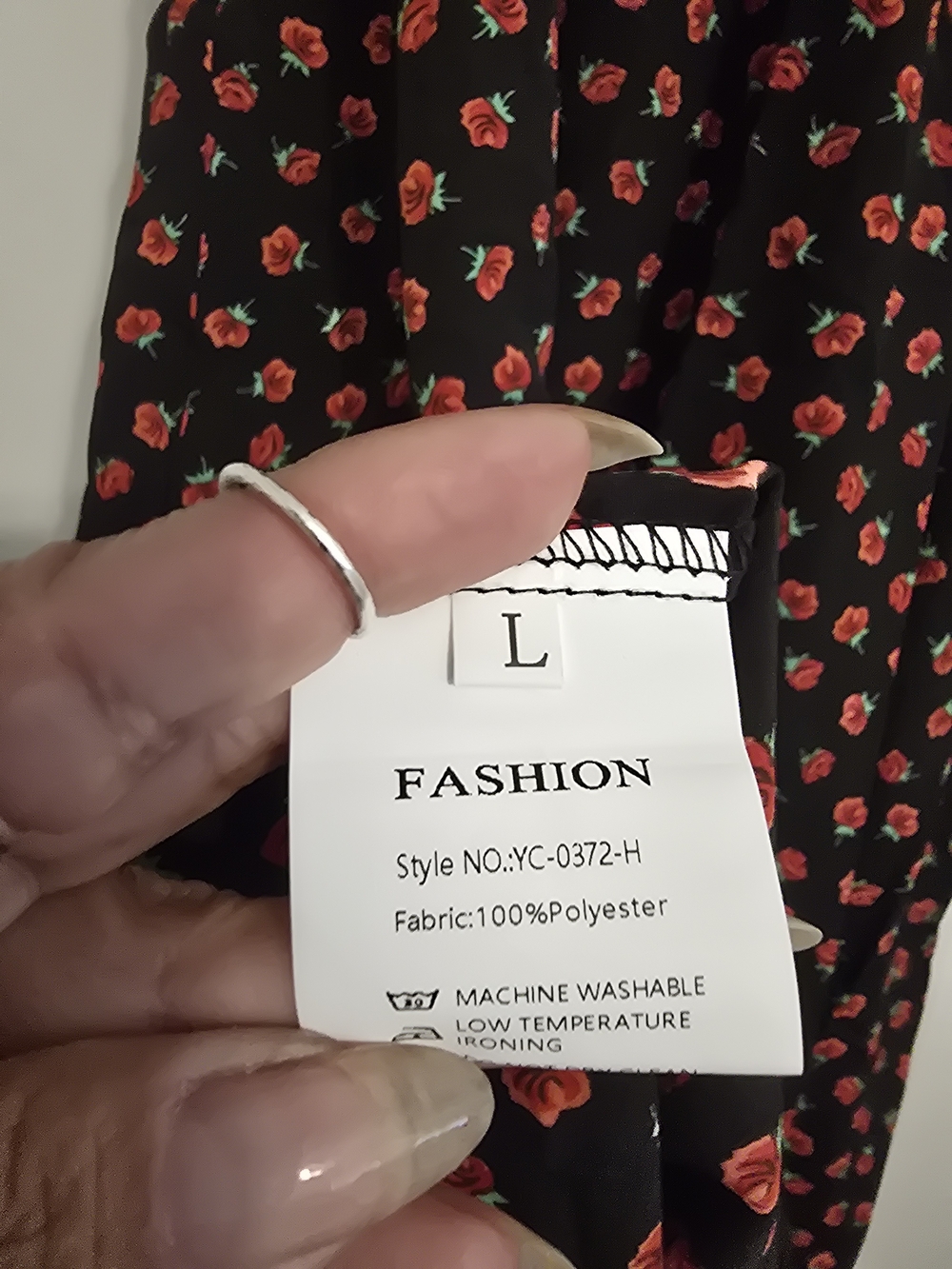 Amazon Black Slip Maxi Dress with Red Rose Print - Picture 3 of 3
